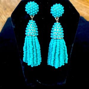 Baublebar Gold and Turquoise Beaded Tassle Earrings